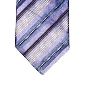 Ermenegildo Zegna Necktie Mens Purple Blue White Brown Striped Silk Blend Italy